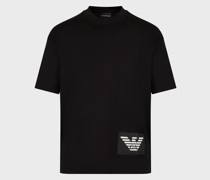 T-Shirt aus merzerisiertem Jersey mit kontrastierendem Adler-Patch