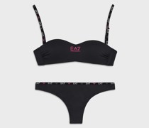 Bandeau-Bikini mit kontrastierenden Details