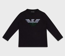 Shirt aus Pima-Jersey mit mattem Logo in Relief-Optik