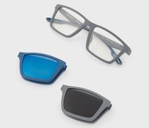 Rechteckige Sonnenbrille für Herren mit aufsteckbaren Gläsern