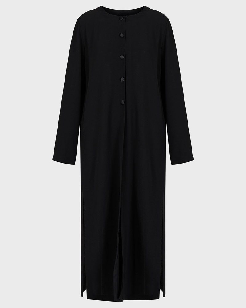 Emporio Armani Damen Mantel mit Knöpfen und Seitenschlitzen aus Granité-Stoff