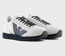 Sneaker Aus Mesh und Veloursleder mit Maxi-adler