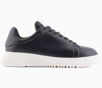 Sneaker Aus Getrommeltem Leder mit Dicker Sohle