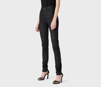 J20 Super Skinny Leg Jeans mit hohem Bund aus beschichtetem Rinsed Denim