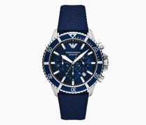 Chronograph mit Armband aus Blauem Nylon und Leder