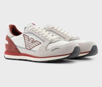 Sneaker Aus Mesh mit Veloursleder-details und Maxi-adler-patch