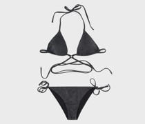 Gepolsterter Triangel-Bikini mit mehreren Trägern aus Lurex