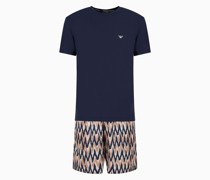 Pyjama In Comfort Fit mit Bermudashorts aus Deluxe-satin