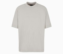Oversize-t-shirt aus Heavy Jersey mit Logo In Gewölbter Relief-optik