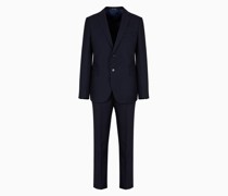 Einreihiger Armani Sustainability Values Anzug mit Zwei Knöpfen und Slim-fit-passform, Gefertigt Aus E_performance Wolle-lyocell-mischung