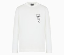 Armani Sustainability Values Pullover aus Einer Jersey-lyocell-mischung mit Drachen-stickerei