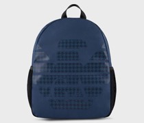Runder Rucksack mit Maxi-adler Aus Nylon mit Hahnentrittmuster