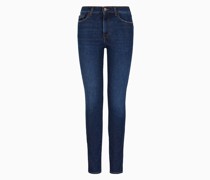 J20 Jeans mit Hoher Taille und Sehr Schmalem Bein, Gefertigt aus Stretch-denim Im Used-look