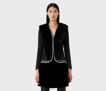 Jacke aus Lammnappaleder mit elastischer Stickerei mit geprägtem Effekt