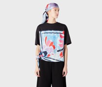 Armani Sustainability Values T-shirt Aus Bio-jersey mit Aufgedrucktem Satineinsatz