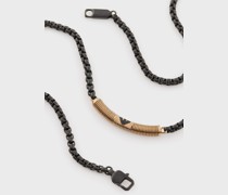 Halskette aus Edelstahl in Schwarz und Antik-Gold