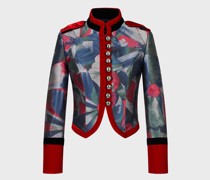 Jacke aus Jacquard-Stoff mit geometrischem Blumenmuster und Schulterklappen