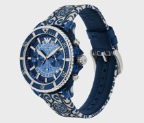 Mehrfarbiger Chronograph mit Set aus Armbändern aus Polyurethan und rPET