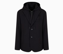 Blazer mit Brusteinsatz und Kapuze Aus Viskosegemisch