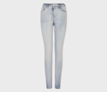 Jeans J20 Waist Super Skinny Leg aus gebleichtem Super-Stone-Comfort-Denim mit bestickter Paspelierung