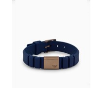 Id-armband aus Edelstahl und Blauem Silikon