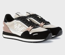 Sneaker Aus Veloursleder mit Nylon- und Reflex-details