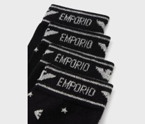 Socken mit Logo Aus Lurex In Jacquard-verarbeitung Im 2er-geschenkpack