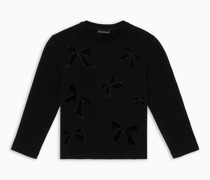 Pullover Aus Heavy Jersey mit Schleifen-stickerei Aus Samt