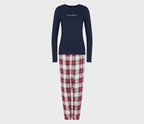 Pyjama Aus Viskose mit Weihnachtlichem Tartan-muster