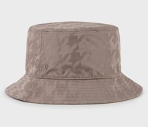 Maxi-Fischerhut aus Nylon-Jacquard mit großem Hahnentrittmuster