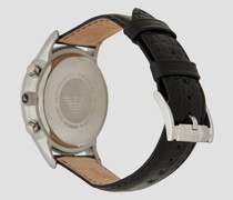 Herren-Zweizeigeruhr mit schwarzem Lederarmband
