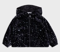 Sweatshirt mit Reißverschluss und Kapuze aus Samt mit geometrischem Print