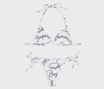 Gepolsterter Triangel-Bikini mit Logomania-Print