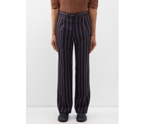 Vito Pinstriped Pleated Wool Trousers