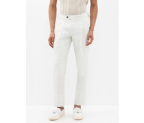 Double-pleat Linen Tailored Trousers