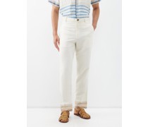 Stripe-cuff Cotton-canvas Trousers