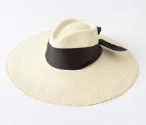 Bow-trim Frayed-edge Straw Panama Hat