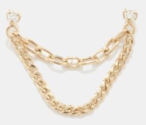 Double Chain Diamond & 14kt Gold Single Earring
