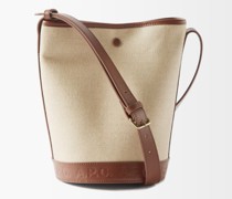 Helene Leather-trim Canvas Bucket Bag