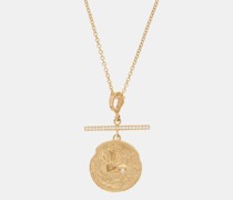 Pegasus Bar Diamond & 18kt Gold Coin Necklace