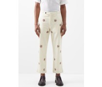 Dauber Floral-appliqué Wool Trousers