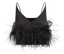 Poppy Feather-trim Crepe Cropped Top