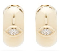 Diamond & 14kt Gold Hoop Earrings