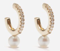Diamond, Freshwater Pearl & 14kt Gold Earrings