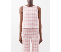 Checked Cotton-blend Tweed Top