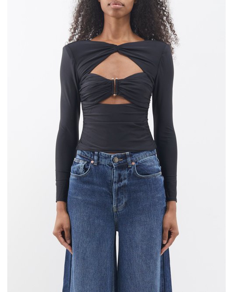 Self-Portrait Damen Cutout Ruched-jersey Top