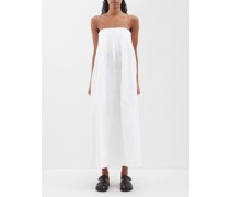Crinkled Off-the-shoulder tton-blend Dress