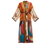 Swarovski-crystal Patchwork Vintage-silk Robe Coat