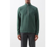 Zip-neck Cotton-jersey Sweatshirt