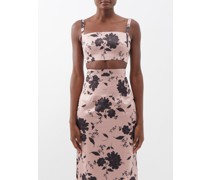 Fabiola Floral Cropped Taffeta Top
